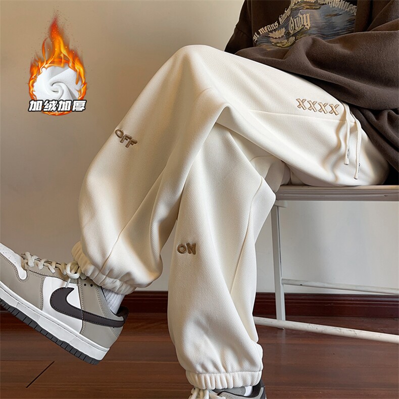 2025冬季新款内景大码加绒菠萝格刺绣卫裤M-5XHK23865-特P35，男装休闲裤，电商A022