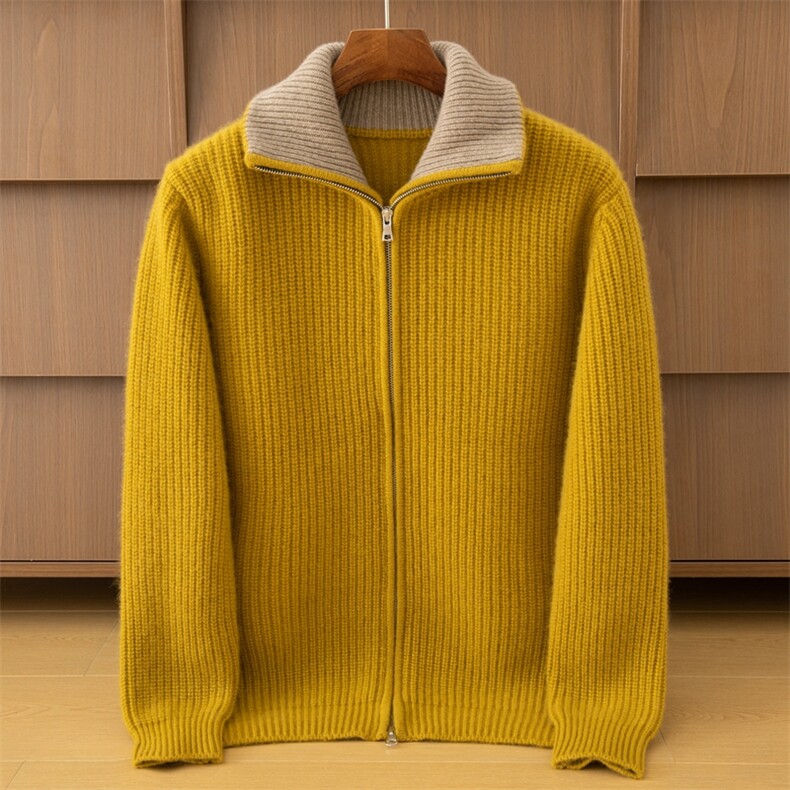 2025年秋季长袖时尚百搭通勤简约休闲开衫，男装羊绒开衫，米亚康羊绒