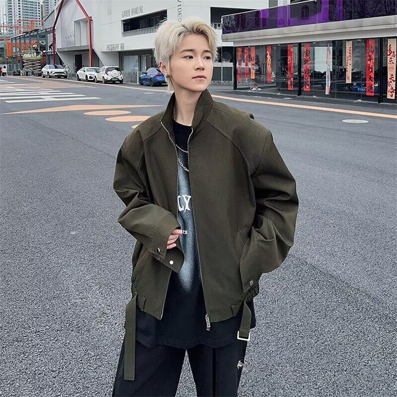 DT128-P70高级感痞帅简约短款外套男潮流宽松小众设计立领夹克潮,男装夹克,星座603-2