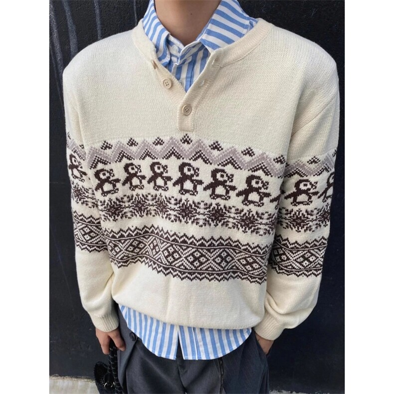 半高领拉链古着毛衣男防风套头休闲撞色保暖针织衫外套MD691，男装针织衫/毛衣，星座1116A（原606A-3）