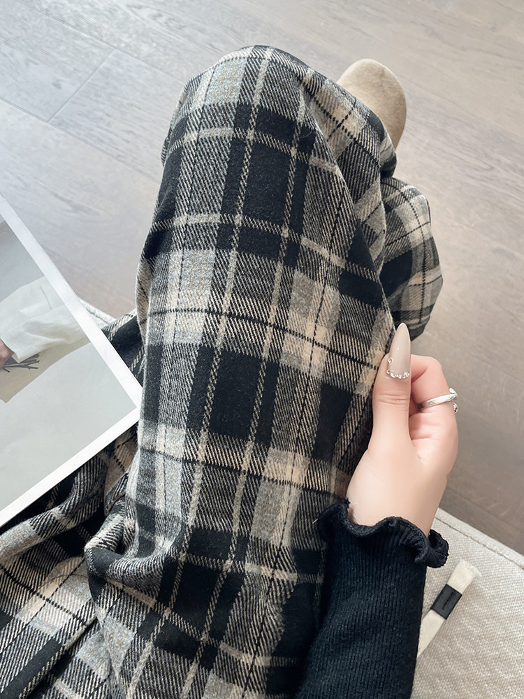 格纹直筒垂感休闲裤女秋季新款胖mm大码显瘦梨形宽松阔腿裤,女装休闲裤,云美莎专业女裤-全店现货