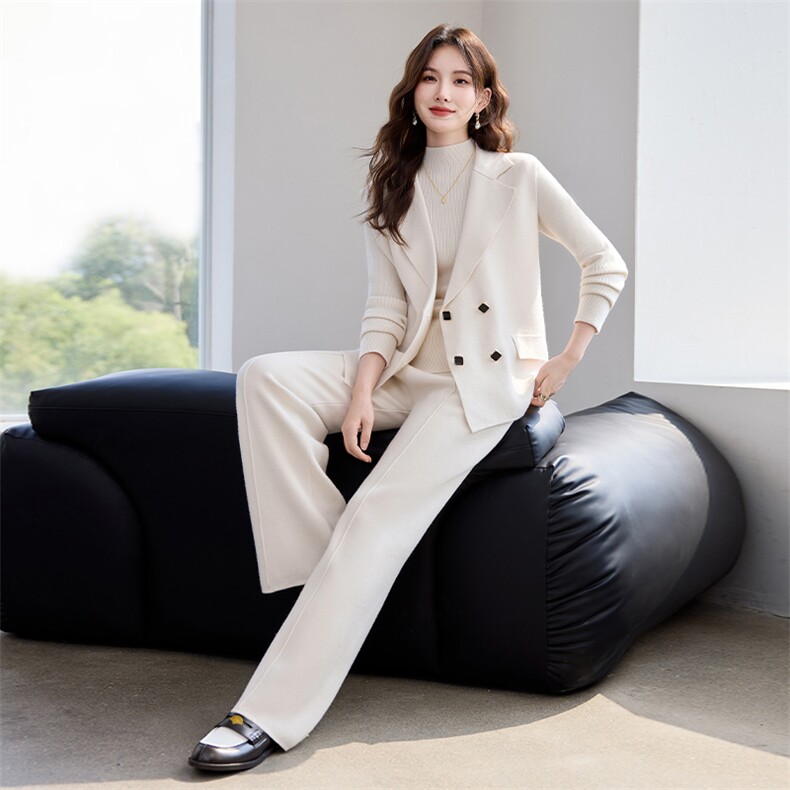 主推跑量现货！秋季新款洋气时尚宽松版西装高定百搭三件套装裤女，女装套装/套裙，宝儿家