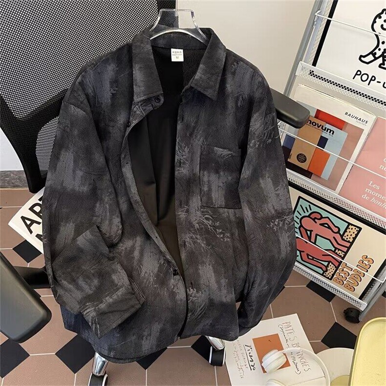 衬衫男春秋季港风复古灯芯绒外套高级感潮牌休闲上衣服6064P45,男装衬衫,星座410-2