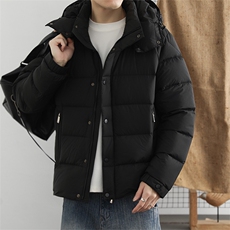 2025冬季90白鸭绒保暖羽绒服男连帽休闲纯色御寒上衣百搭外套，男装羽绒服，星座914