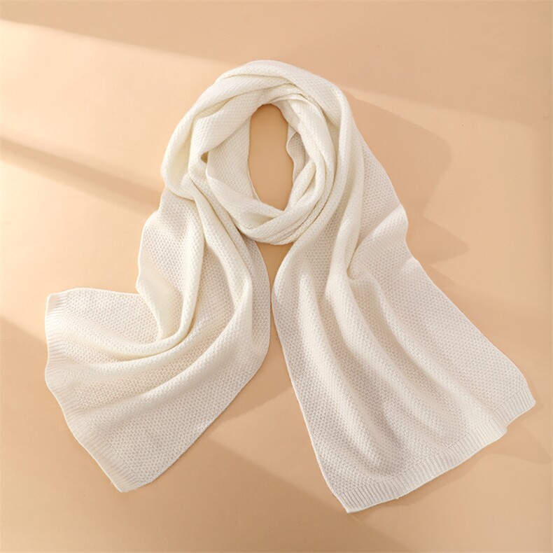 秋冬季羊绒简约休闲百搭时尚七针桂花针围巾，围巾，云暖羊山羊绒