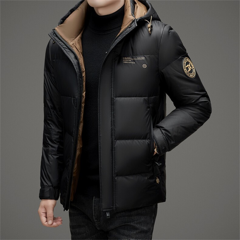 新款冬季羽绒服短款羽绒服帅气时尚保暖休闲帽子可脱卸高级外套男,男装羽绒服,钱塘6003（原4033）