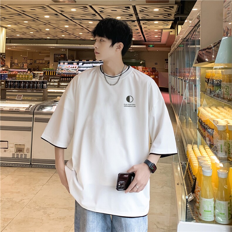xZ116-T129-p20-控39M-5XL抖音拼接OVERSIZECLEANFITT恤夏季大码,男装T恤,星座116