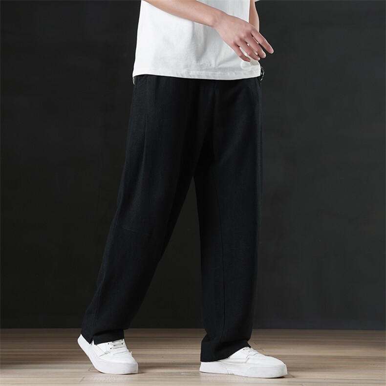 新款风亚麻休闲裤男2025春夏时尚直筒垂感裤子2407-P65,男装休闲裤,电商A008