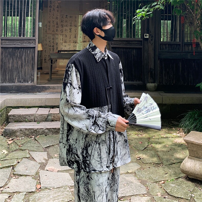 2026新中式长袖套装TZ88797P90衬衫CS88799P45控78裤子88798P45控,男装衬衫,星座227-7