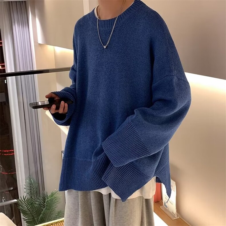复古开叉毛衣男春秋季韩版情侣宽松ins日系慵懒风外套M871-P29,男装针织衫/毛衣,星座512-2