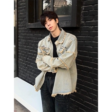 【有货】cleanfit毛边牛仔外套男款美式高街工装夹克CT01CC-P65，男装夹克，星座1007（原301D）