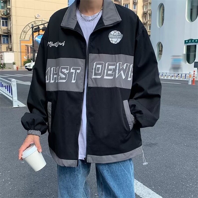 男拼接拼色印花拉链夹克外套W159P55,男装夹克,星座1116-2