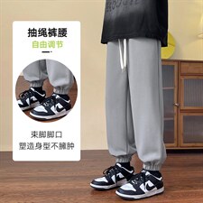 秋季港风新款休闲库珠地库空气基础卫裤针织包腰CK2301-P31控48，男装休闲裤，星座717