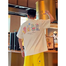万针全刺绣工艺抖音得物高品质260克重磅纯棉双纱美式高街短袖T恤，男装T恤，电商A486