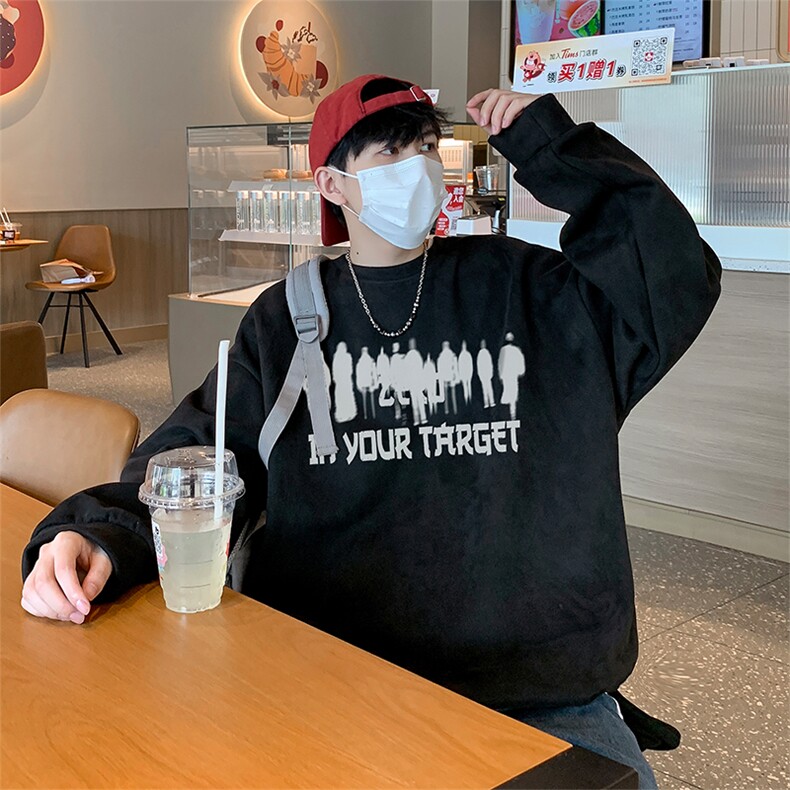 已注册港风供抖音得物高品质直播美式麂皮绒宽松卫衣W3507P38,男装卫衣,电商C408(原B339-1)
