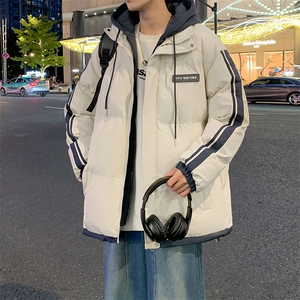 棉服男冬季新款港风宽松假两件连帽棉衣MF8587-特P78图片
