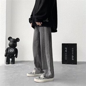 潮高街宽松黑色直筒休闲裤G3053P40图片