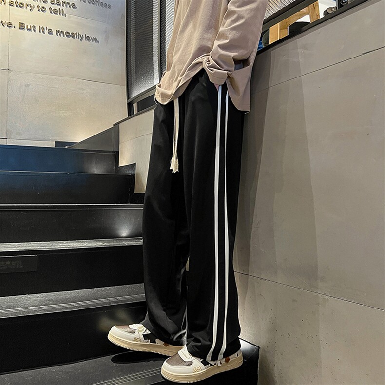 K012P48内景楼梯2024秋夏新款直筒裤男垂坠感冰凉休闲宽松百搭,男装休闲裤,电商A026-1