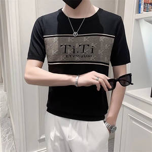 夏季男士t恤修身半袖潮流休闲圆领体恤帅气青年休闲半截袖 T3345图片