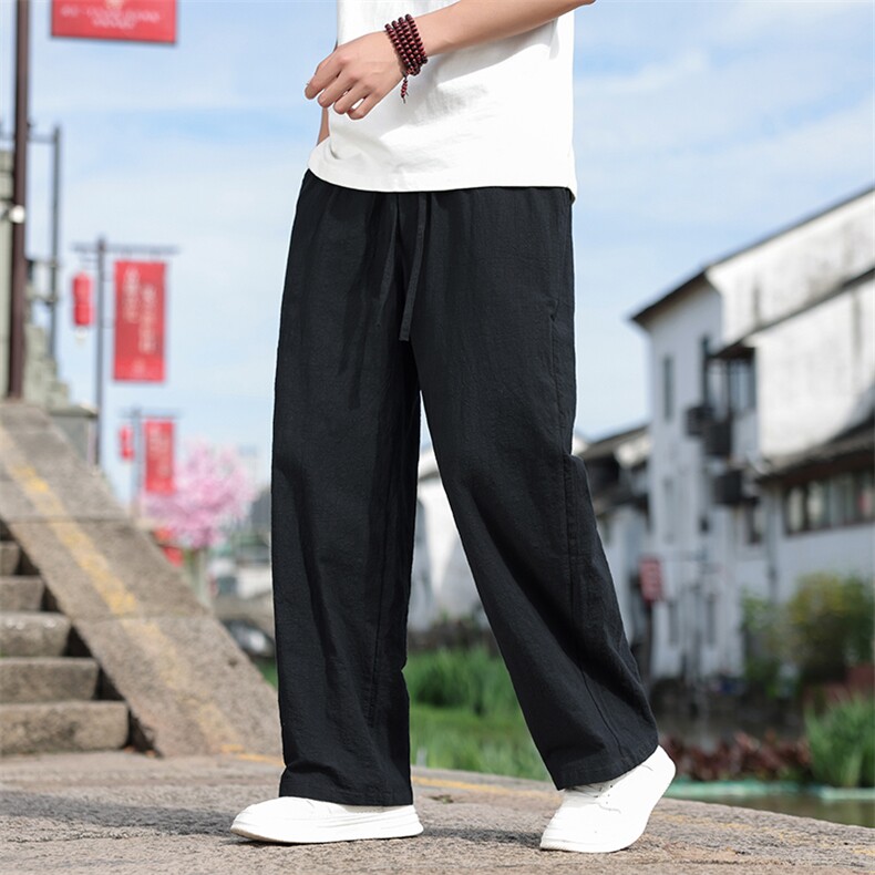 夏季亚麻透气休闲裤男风2025新款休闲百搭直筒裤2412-P55，男装休闲裤，电商A008