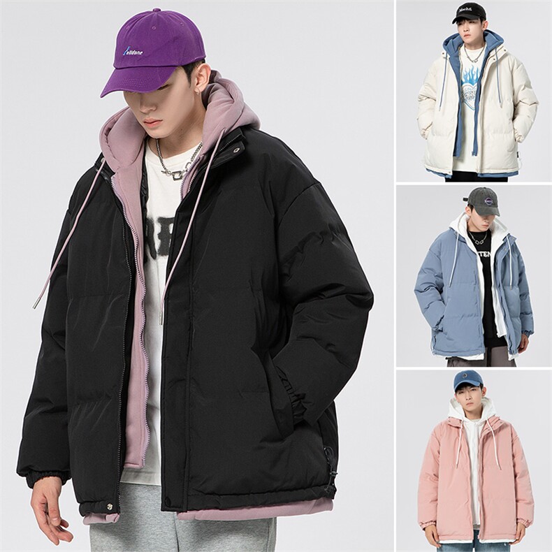 2025秋冬新款加厚假两件棉服情侣大码宽松棉服XZ102A-4-22091-P95图片