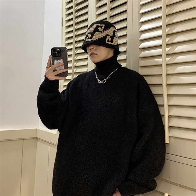 2024高领可翻领可二开印花纯色毛衣M02P38加绒P48，男装针织衫/毛衣，电商A169