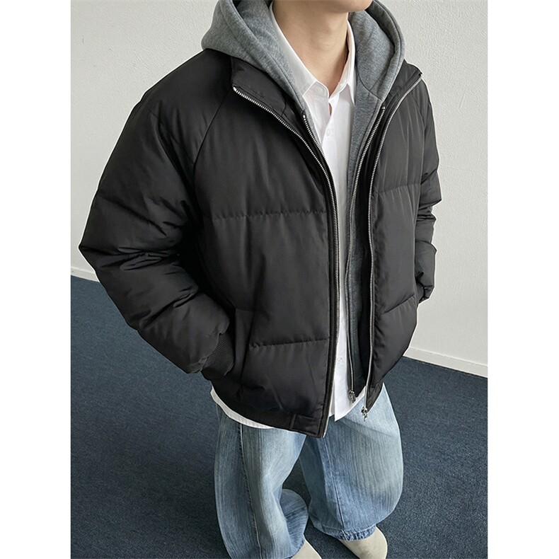 现货高品质重磅工艺美式高街假两件PU皮棉衣男女加厚棉服外套图片