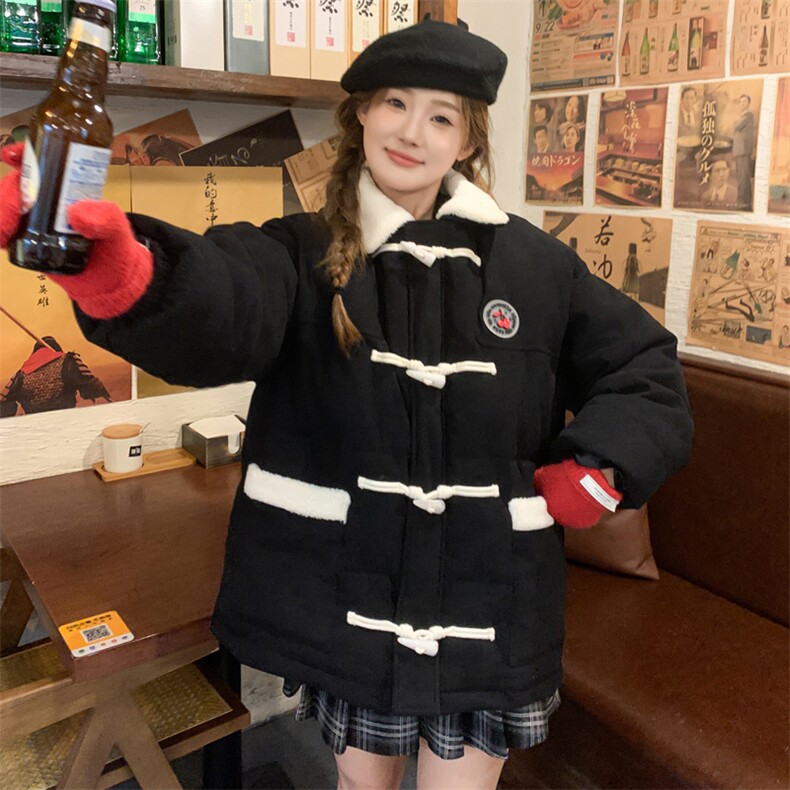 F24107-P105冬季立领牛角扣加厚短款时尚百搭羽绒棉服女显瘦外套,男装棉衣,星座617A-2