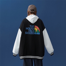 中性风2023秋季新款字母印花ins潮设计感棒球服G82p65控78，男装夹克，A247A