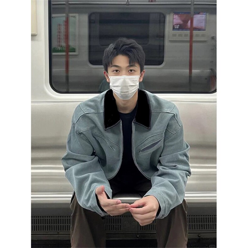 网图有货底特律夹克男女春秋巴恩风解构拼接翻领外套A1197-P70,男装夹克,星座1505