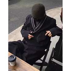 拉链垫肩夹克男解构不规则长袖上衣网红发型师潮装JG102，男装夹克，星座1116A（原606A-3）
