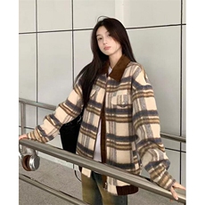 文艺日系气质时尚潮流秋冬复古格子毛呢外套女原宿新款J221，男装夹克，星座1116A（原606A-3）