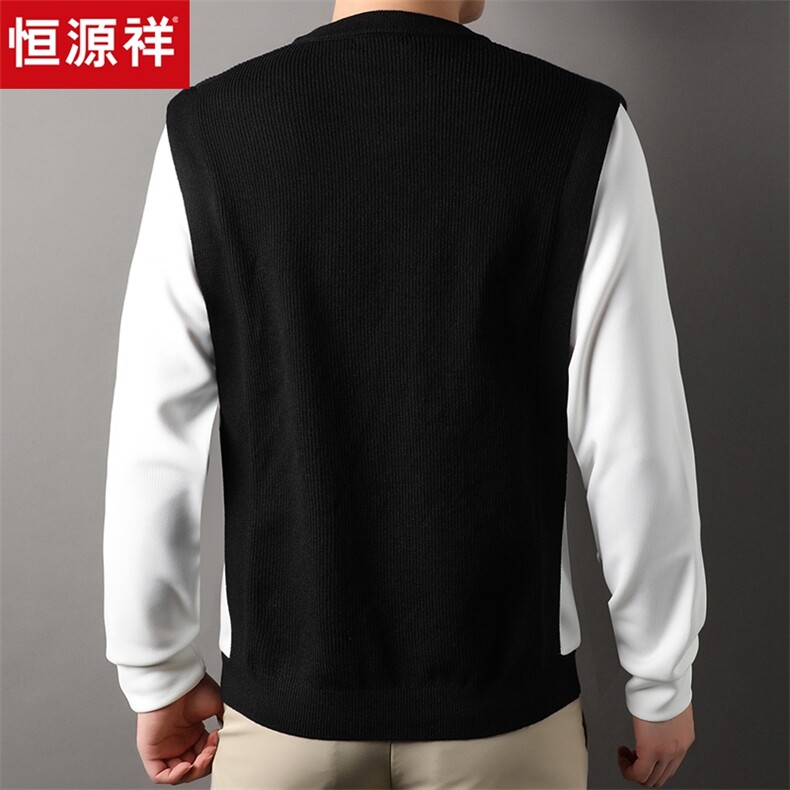 假两件卫衣中青年男士秋冬款2024新款男款休闲打底衫冬季长袖t恤,男装T恤,电商B212（原钱塘6029）