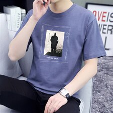 夏季新款男士100%棉印花圆领休闲短袖T恤XZ313B-2T1132，男装T恤，星座313B-2