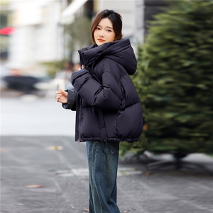 白鸭绒羽绒服女短外套2026冬季新款小个子宽松百搭面包服图片