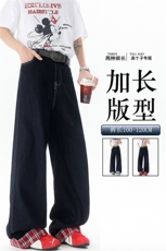 加长版裤子男高个子拼接卷边格子188cm110牛仔裤KZ011P55，男装牛仔裤，电商B312