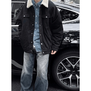 现货加绒牛仔棉服男冬季棉衣外套羊羔绒翻领夹克毛领MY1089-P110图片