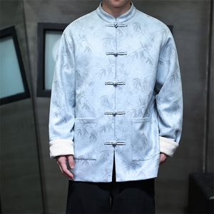 现货麂皮绒加厚烫金工艺中式立领盘扣夹克男外套JK1818-P110控158图片