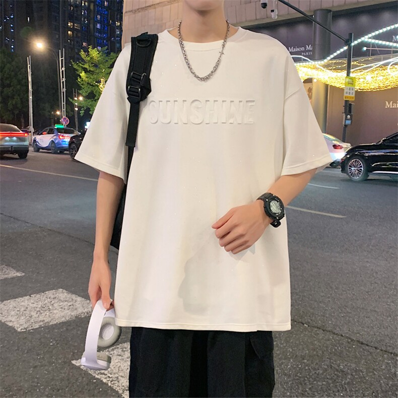 ！2025夏季新款情侣星空钢印麂皮绒短袖T恤潮TL341特P28控48,男装T恤,电商B220