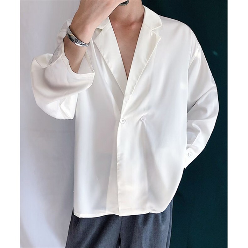 禁欲系衬衫纯色长袖西装男白色西服外套男女垂感免烫 XC330图片