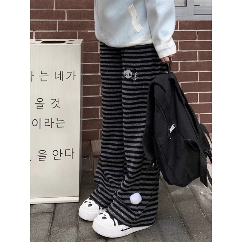 AK1765-P50新款高腰百搭亚萌条纹垂感直筒阔腿长裤,男装休闲裤,星座617A-2