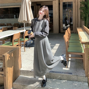 韩系小香风波点套装裙女秋高级感巨好看名媛气质上衣半身裙两件套图片