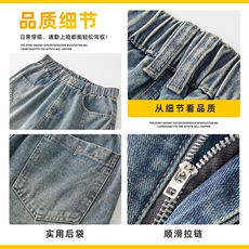 美式复古弯刀裤男宽松直筒长裤潮牌高街阔腿工装休闲裤Z2566-P50，男装牛仔裤，星座509
