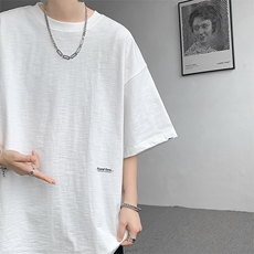 8XL-M特大码短袖重磅T恤男美式复古竹节棉五分袖上衣DX326P45，男装T恤，电商D206-1