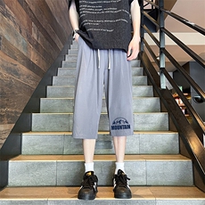 QK72255-P25冰丝七分裤男大码速干短裤男五分裤港风风格，男装休闲裤，电商A040