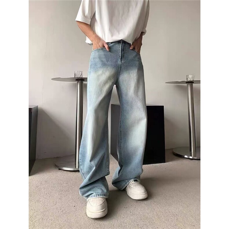 美式牛仔裤男款春秋季垂感百搭阔腿裤休闲宽松直筒裤NA408，男装牛仔裤，星座208-5