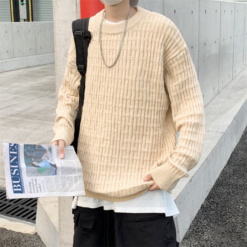 秋款男针织衫圆领套头毛衣针织衫条纹休闲鹿毛绒外套M7009P50,男装针织衫/毛衣,星座1013-1