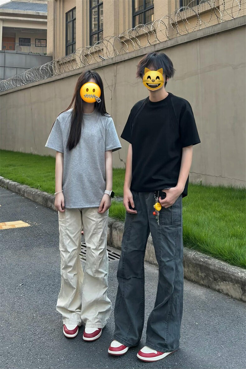 网图夏季新款得物二开复古工装裤男褶皱休闲裤子-A2051TP58控98,男装休闲裤,电商B241
