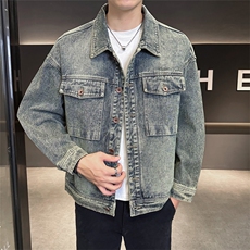 店主风2025秋季宽松版翻领水洗品质牛仔夹克男B317-JK823-P125，男装夹克，电商B317