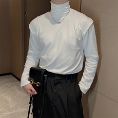 秋冬百搭纯色高领长袖打底衫男磨毛保暖修身内搭T恤潮TX1208-P48，男装T恤，电商B267